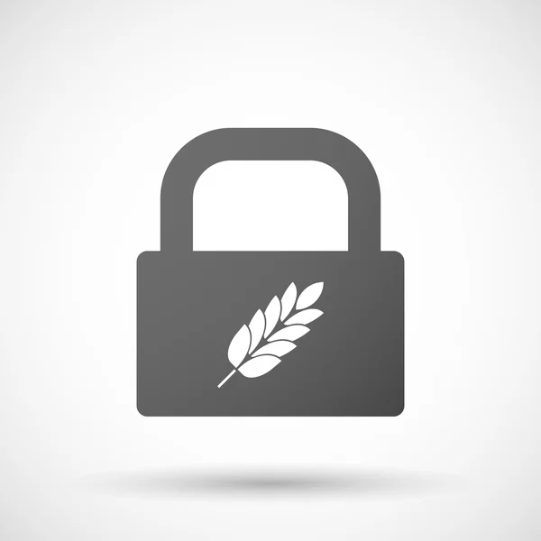 Ikona izolované zámek klávesnice s ikonou rostlin pšenice — Stockový vektor