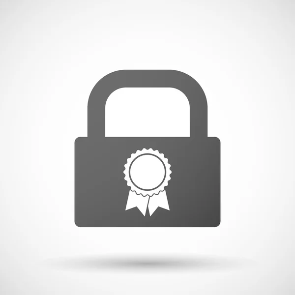 Isolated lock pad icon with  a ribbon award — Stock Vector