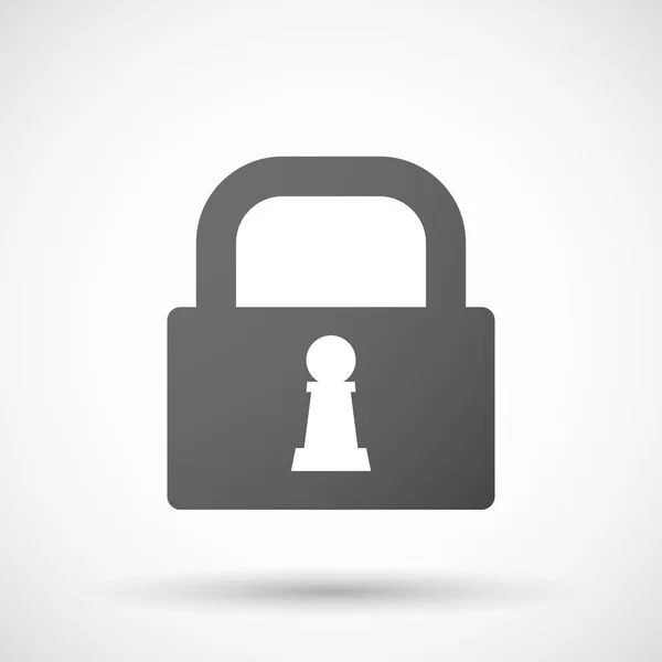 Icono de almohadilla de bloqueo aislado con una figura de ajedrez de peón — Vector de stock