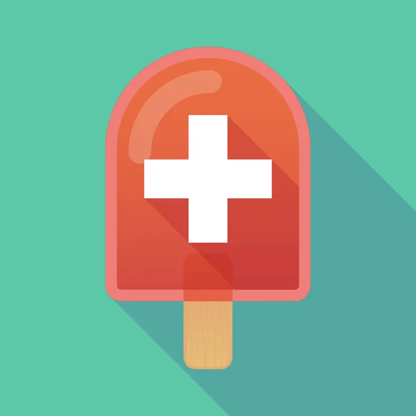 Icono de helado de sombra larga con la bandera suiza — Vector de stock