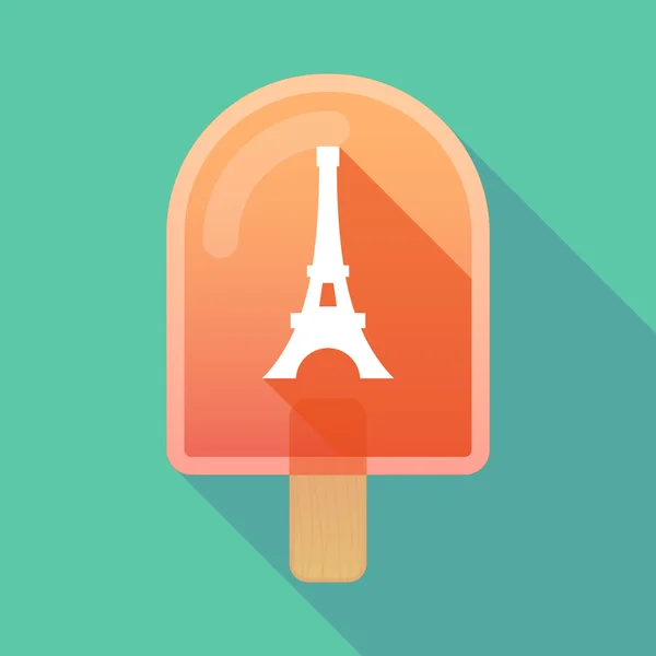 Icona gelato lunga ombra con la torre Eiffel — Vettoriale Stock