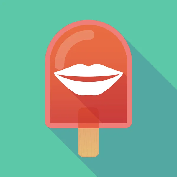 长阴影冰淇淋图标与女性嘴微笑 — 图库矢量图片