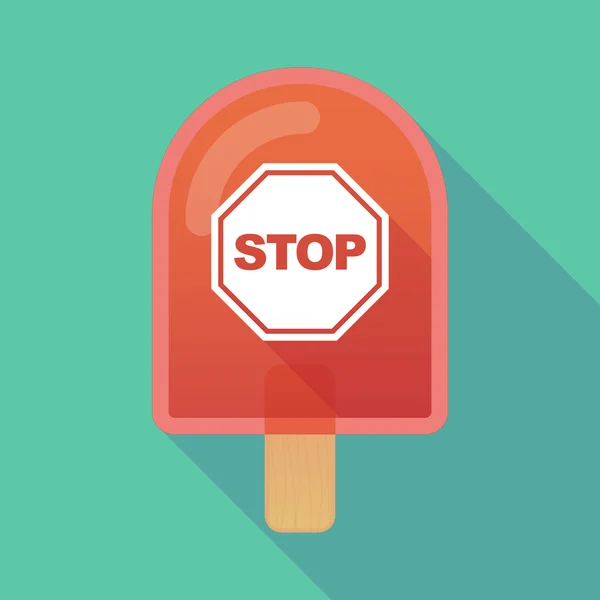Long shadow ice cream icon with  a stop signal — Stock Vector