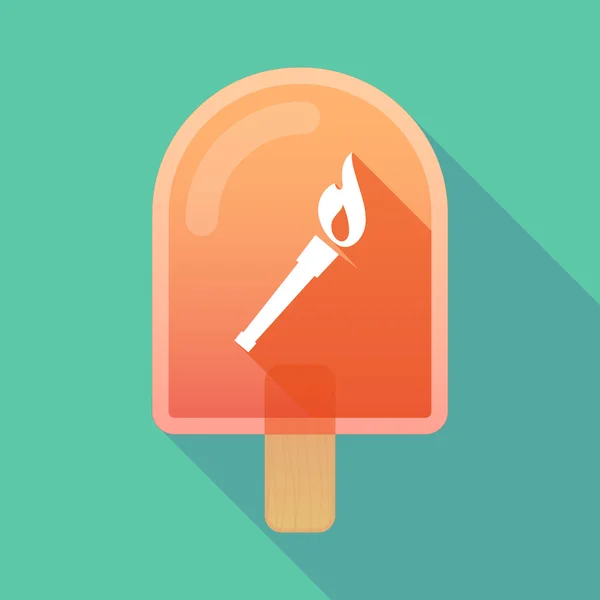 Long shadow ice cream icon with  a torch icon — Stock Vector