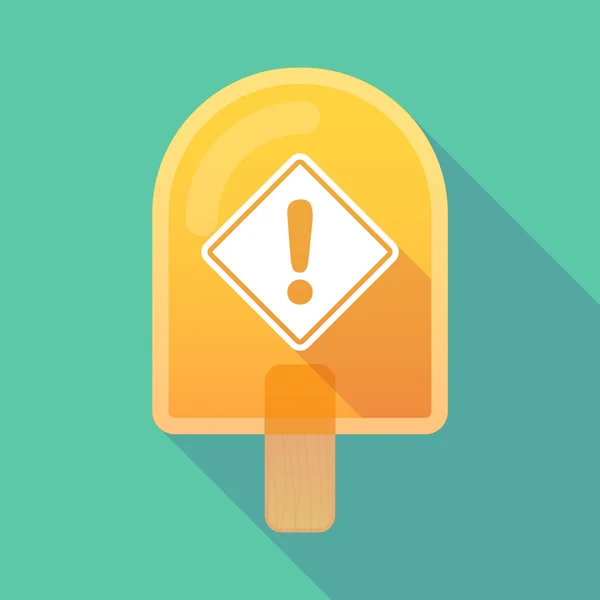 Icono de helado de sombra larga con una señal de advertencia — Archivo Imágenes Vectoriales