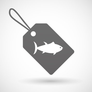 Bir ton balığı ile izole alışveriş etiket simgesi