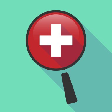 Uzun gölge Büyüteç vektör simge İsviçre bayrağı