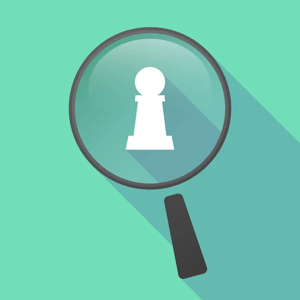 Lunghe icone vettoriali della lente d'ingrandimento ombra con una figura a scacchi pedone — Vettoriale Stock