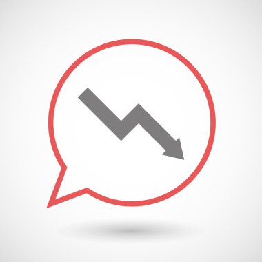 İzole hat sanat komik balon azalan bir grafik ile