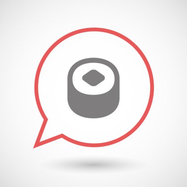 İzole hat sanat komik balon suşi bir parça ile