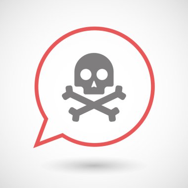 İzole hat sanat komik balon bir kafatası ile