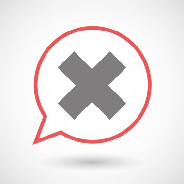 İzole hat sanat komik balon bir x işareti ile