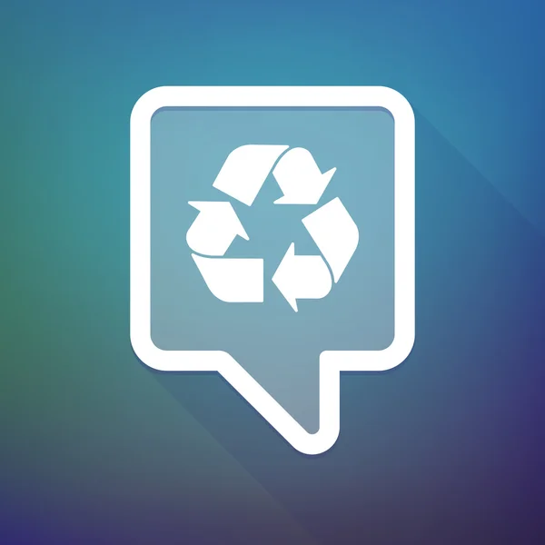 Long shadow tooltip icon on a gradient background  with a recycl — Stok Vektör