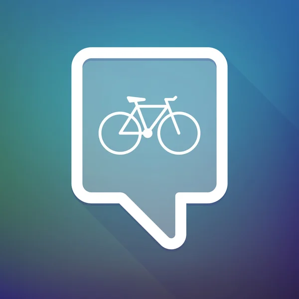 Long shadow tooltip icon on a gradient background  with a bicycl — Stok Vektör