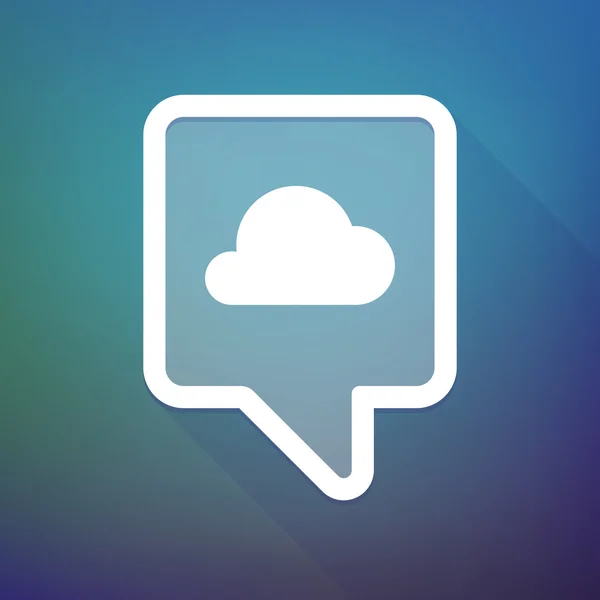 Lange schaduw tooltip pictogram op een achtergrond met kleurovergang met een wolk — Stockvector