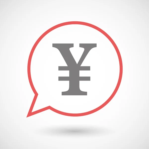 Globo de cómic de arte de línea aislada con un signo de yen — Vector de stock