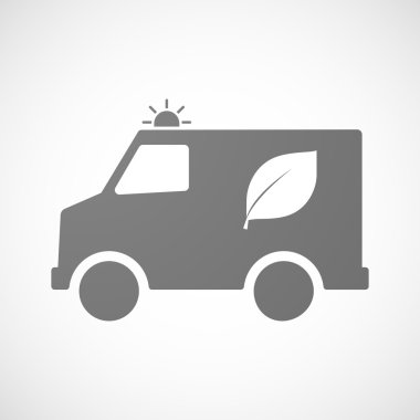 Bir yaprak ile izole ambulans simgesi