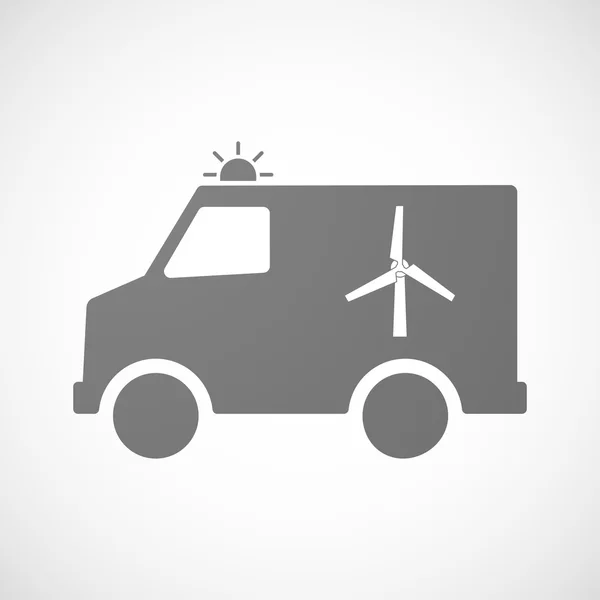 Ícone de ambulância isolado com turbina eólica — Vetor de Stock