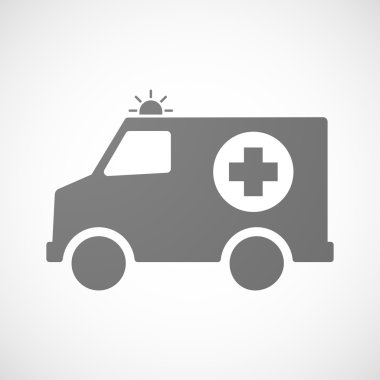 Bir yuvarlak eczane işareti simgesiyle izole ambulans