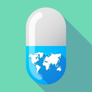 Uzun gölge vektör hap ile bir Dünya Haritası