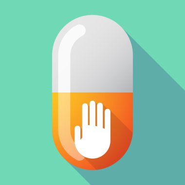 Uzun gölge vektör hap bir el ile