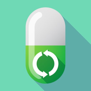 Uzun gölge vektör hap bir yuvarlak geri dönüşüm işareti ile