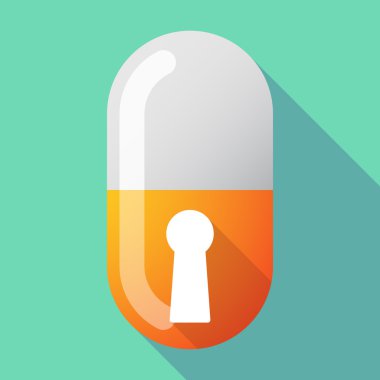 Uzun gölge vektör hap bir anahtar deliği ile