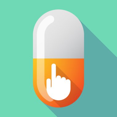 Uzun gölge vektör hap ile işaret eden bir ele