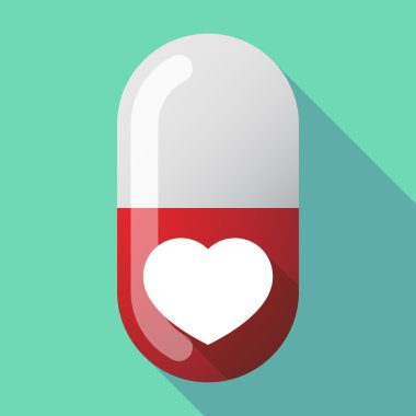 Uzun gölge vektör hap kalbi olan