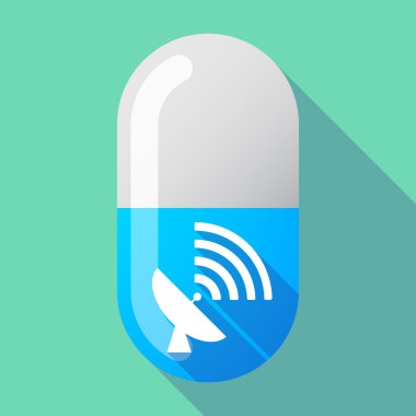 Uzun gölge vektör hap bir uydu çanağı ile