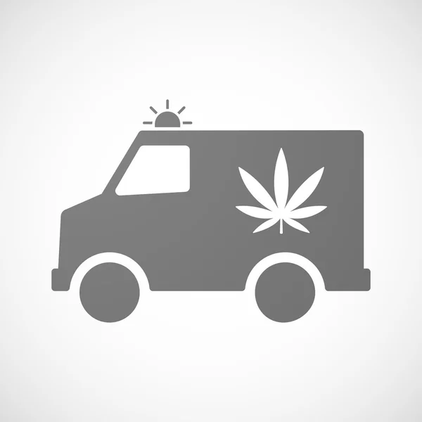 Icono de ambulancia aislada con una hoja de marihuana — Archivo Imágenes Vectoriales