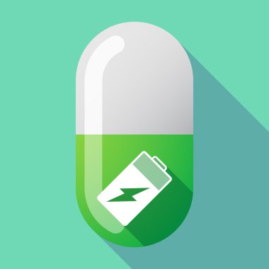 Uzun gölge vektör hap bir batarya ile