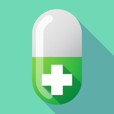 Uzun gölge vektör hapı eczane işaretiyle