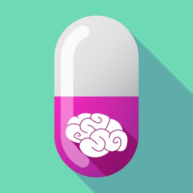 Uzun gölge vektör hap bir beyin ile