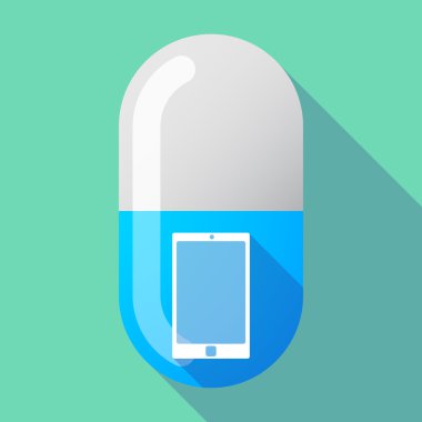 Uzun gölge vektör hap bir akıllı telefon ile