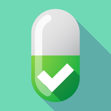 Uzun gölge vektör hap onay işareti ile