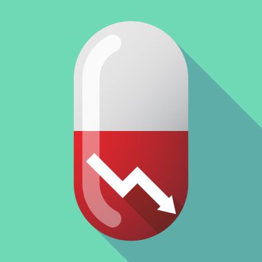 Uzun gölge vektör hap azalan bir grafik ile