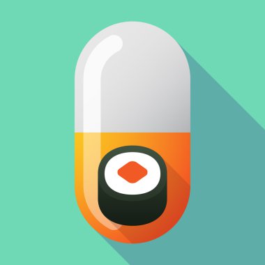 Uzun gölge vektör hap suşi maki bir parça ile