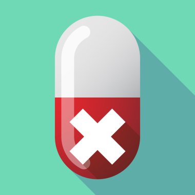 Uzun gölge vektör hap bir x işareti ile