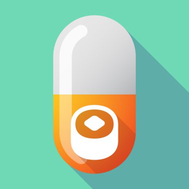 Uzun gölge vektör hap suşi bir parça ile