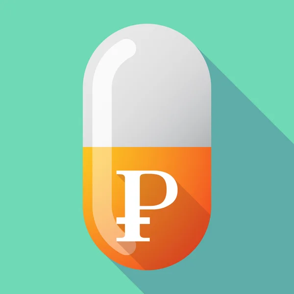 Lange Schattenvektorpille mit Rubel-Zeichen — Stockvektor