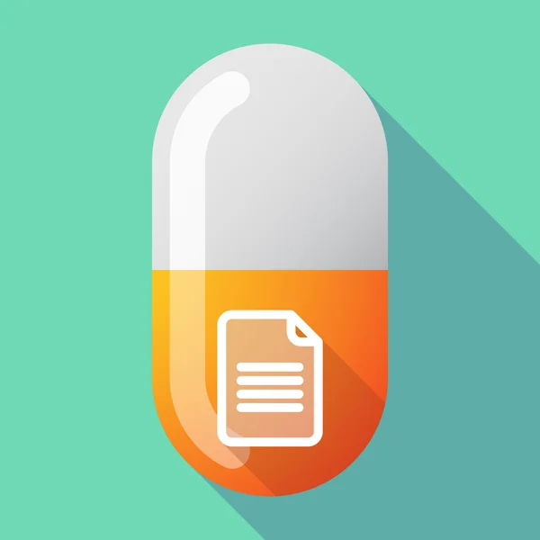 Long shadow vector pill with a document — Stock Vector