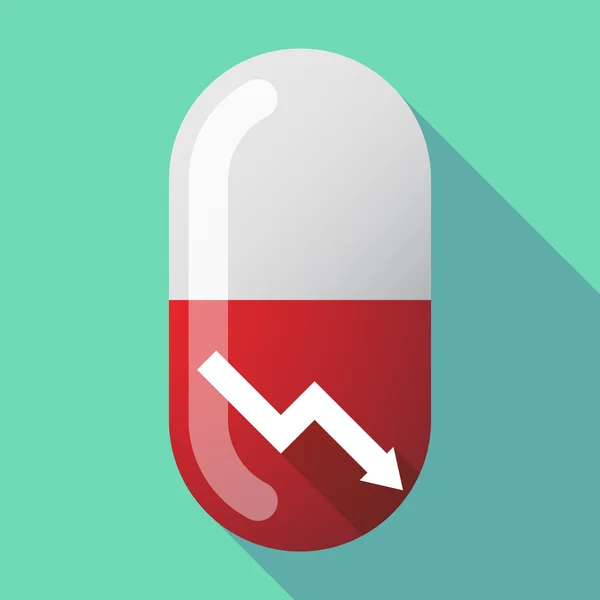Píldora vectorial sombra larga con un gráfico descendente — Archivo Imágenes Vectoriales