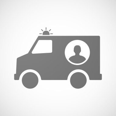 Bir erkek avatar ile izole ambulans simgesi