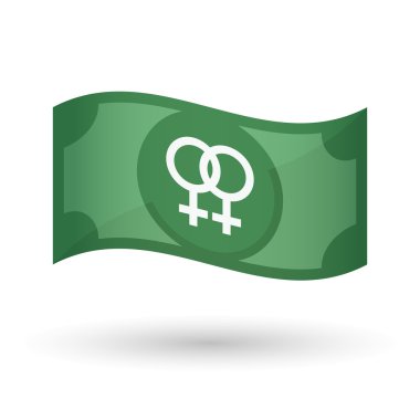 Sallanan bir banknot lezbiyen işaretiyle çizimi