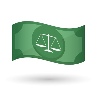 Sallanan bir banknot bir adalet ağırlık ölçek s ile gösteren resim