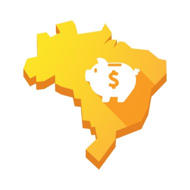 Resimde bir kumbara ile izole bir Brezilya Haritası