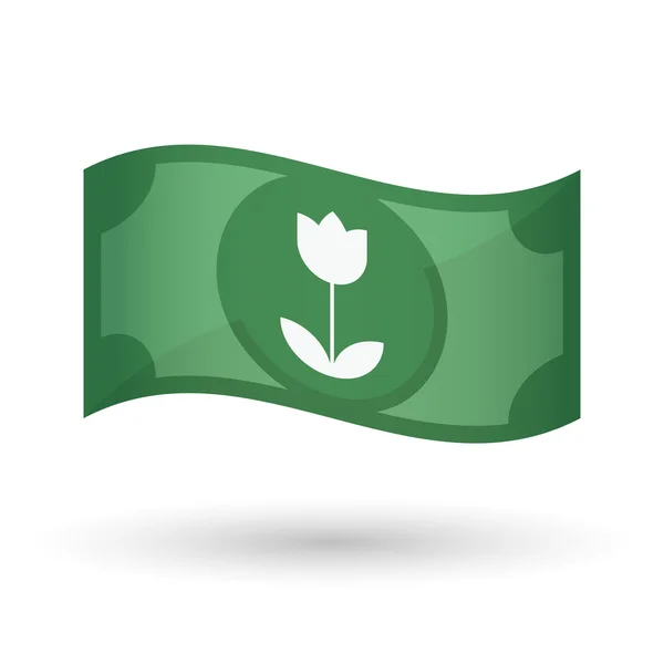 Illustration einer winkenden Banknote mit einer Tulpe — Stockvektor
