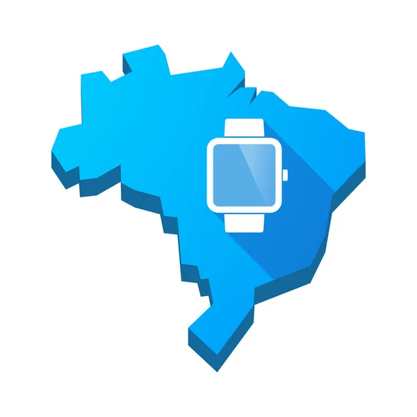 スマートな時計と分離ブラジル地図のイラスト — ストックベクタ