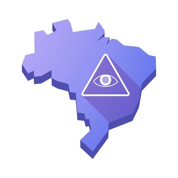 모든 보는 눈을 가진 고립 된 브라질 지도 그림 — 스톡 벡터